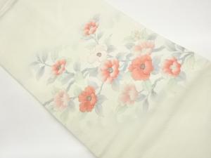 手描き椿模様刺繍名古屋帯